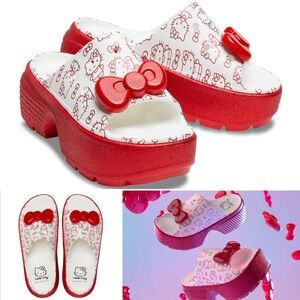 Limited Edition Hello Kitty x Crocs Adult Stomp Slide Red Glitter Red Bow